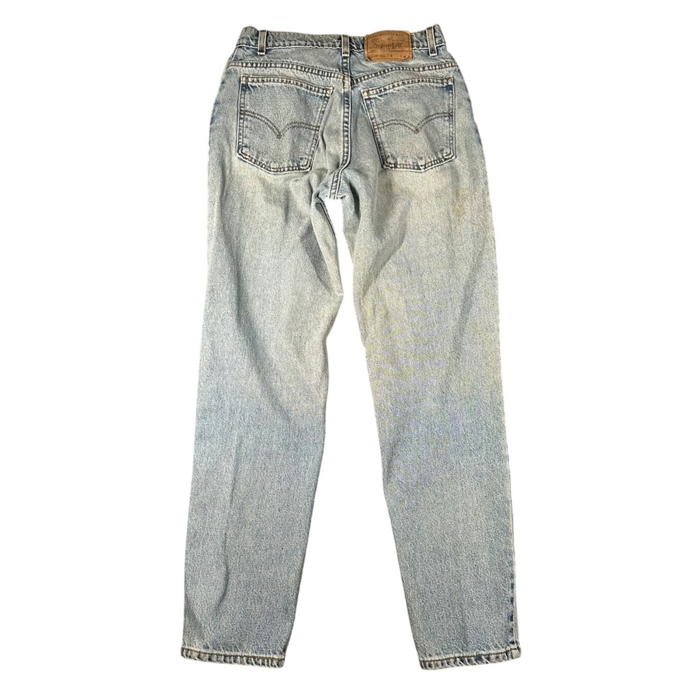 Vtg 90s Levis Jeans Womens 11 Jr Relaxed Fit Tapered Leg Light Wash Stained USA - Picture 12 of 14